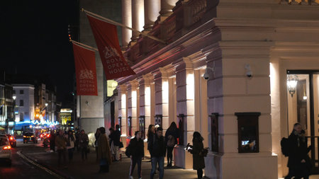 Royal Opera House in London by night - LONDON, ENGLAND - DECEMBER 15, 2018のeditorial素材
