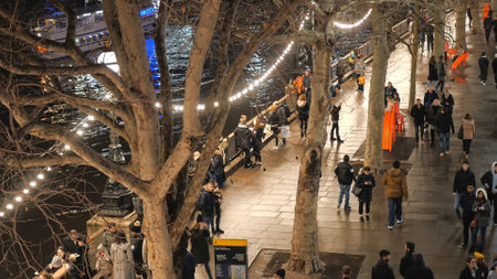 London tourists at Christmas time - LONDON, ENGLAND - DECEMBER 15, 2018のeditorial素材