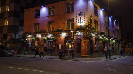 Beautiful English pub in the city of Manchester - MANCHESTER / ENGLAND - JANUARY 1, 2019のeditorial素材