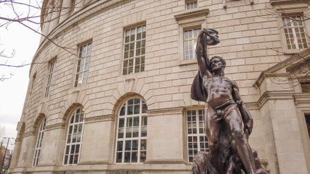 Sculpture in front of the Central Library in Manchester - MANCHESTER / ENGLAND - JANUARY 1, 2019のeditorial素材