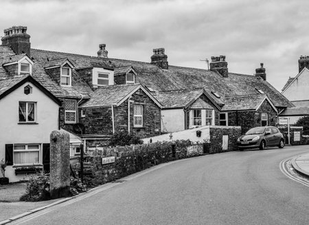 The village of Tintagel in Cornwall England - a tourist hotspot - CORNWALL, ENGLAND - AUGUST 12, 2018のeditorial素材