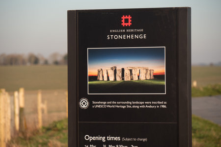 Stonehenge is a famous landmark in England  - STONEHENGE, UNITED KINGDOM - FEBRUARY 27, 2019のeditorial素材