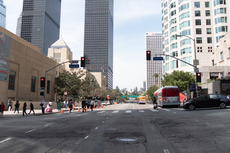 Street view at Los Angeles Downtown Center - CALIFORNIA, USA - MARCH 18, 2019