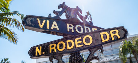 Via Rodeo street sign at Rodeo Drive in Beverly Hills - CALIFORNIA, USA - MARCH 18, 2019のeditorial素材