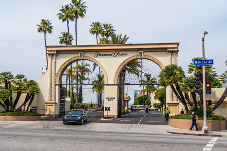 Melrose gate of Paramount Pictures film studios at Los Angeles - CALIFORNIA, USA - MARCH 18, 2019のeditorial素材