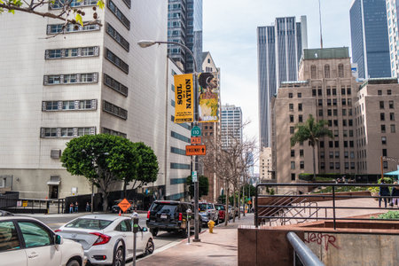 Los Angeles Downtown street view - CALIFORNIA, USA - MARCH 18, 2019のeditorial素材