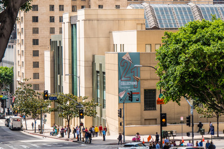 Street view at Bunker Hill in Los Angeles Downtown - CALIFORNIA, USA - MARCH 18, 2019のeditorial素材