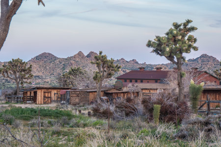 Famous Pioneertown in California in the evening - CALIFORNIA, USA - MARCH 18, 2019のeditorial素材