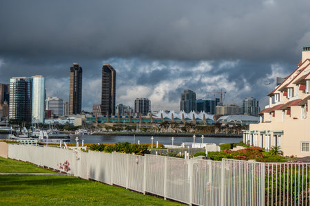 Centennial Park Coronado with San Diego Skyline viewpoint - CALIFORNIA, USA - MARCH 18, 2019のeditorial素材