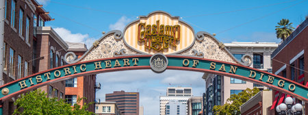 Gaslamp Quarter in San Diego Downtown - CALIFORNIA, USA - MARCH 18, 2019のeditorial素材