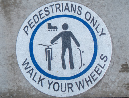 Pedestrians only sign in San Diego - CALIFORNIA, USA - MARCH 18, 2019