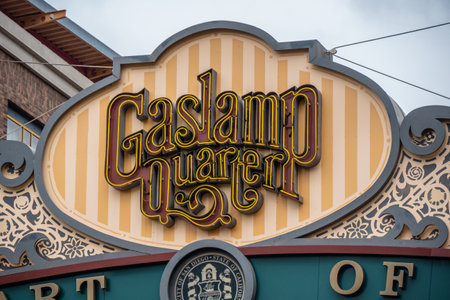 Historic Heart of San Diego - the Gaslamp district - CALIFORNIA, USA - MARCH 18, 2019のeditorial素材