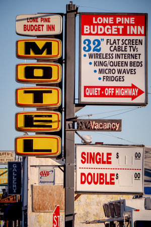 Motel in the historic village of Lone Pine - LONE PINE CA, USA - MARCH 29, 2019のeditorial素材
