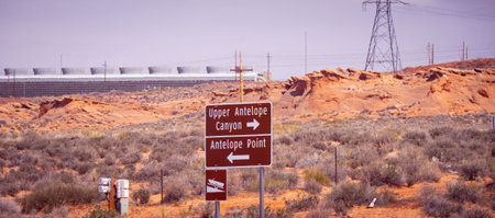 Direction sign to Upper Antelope Canyon - PAGE, USA - MARCH 29, 2019のeditorial素材
