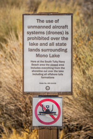 No drone zone over Mono Lake - BISHOP, USA - MARCH 29, 2019のeditorial素材