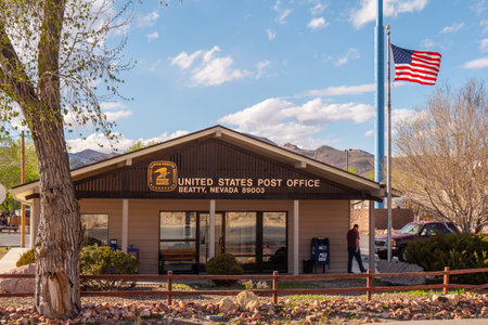United States Post Office in Beatty - BEATTY, USA - MARCH 29, 2019のeditorial素材