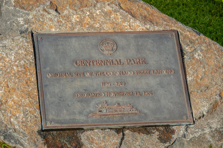 Centennial Park Coronado with San Diego Skyline viewpoint - CALIFORNIA, USA - MARCH 18, 2019のeditorial素材