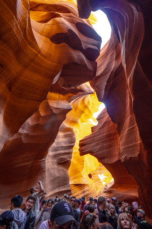 Walking tour through Lower Antelope Canyon in Arizona - UTAH, USA - MARCH 20, 2019のeditorial素材