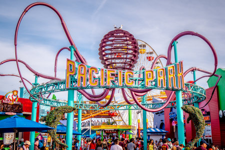 Pacific park on Santa Monica Pier - LOS ANGELES, USA - MARCH 29, 2019のeditorial素材