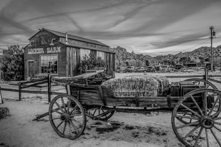 Famous Pioneertown in California in the evening - CALIFORNIA, USA - MARCH 18, 2019