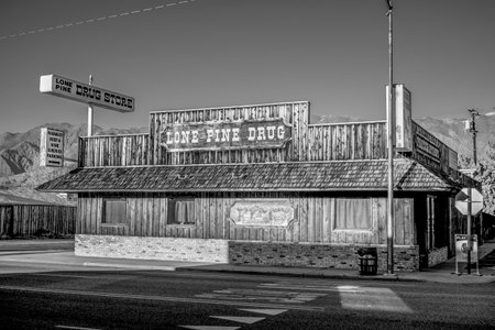 Drug store in the historic village of Lone Pine - LONE PINE CA, UNITED STATES OF AMERICA - MARCH 29, 2019のeditorial素材