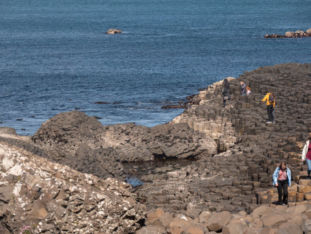 Giants Causeway at Northern Island - BUSHMILLS. NORTHERN IRELAND - MAY 12, 2019のeditorial素材