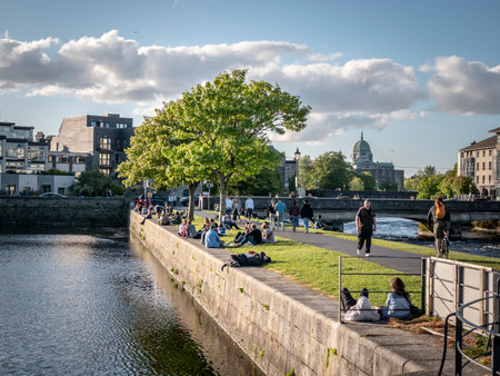 Popular pier at Galway Claddagh - GALWAY, IRELAND - MAY 11, 2019のeditorial素材