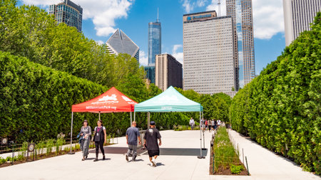 Entrance to Millennium Park in Chicago - CHICAGO, USA - JUNE 12, 2019のeditorial素材