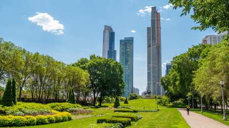 Beautiful Grant Park in Chicago - CHICAGO, USA - JUNE 12, 2019のeditorial素材