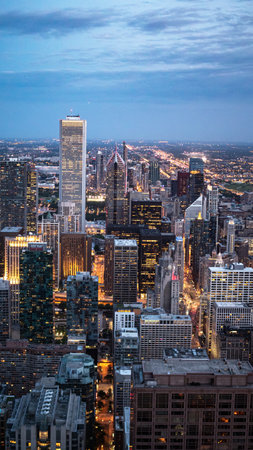 Chicago in the evening - aerial view - CHICAGO, USA - JUNE 12, 2019のeditorial素材