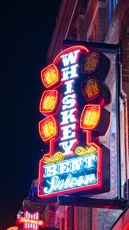 Whiskey saloon on Nashville Broadway - NASHVILLE, USA - JUNE 15, 2019のeditorial素材