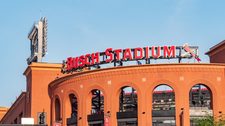 Famous landmark in St. Louis - Bush stadium for the Cardinals - ST. LOUIS, USA - JUNE 19, 2019のeditorial素材
