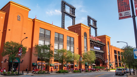 Famous landmark in St. Louis - Bush stadium for the Cardinals - ST. LOUIS, USA - JUNE 19, 2019のeditorial素材