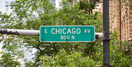 Chicago Avenue corner Michigan Avenue - CHICAGO, USA - JUNE 11, 2019のeditorial素材