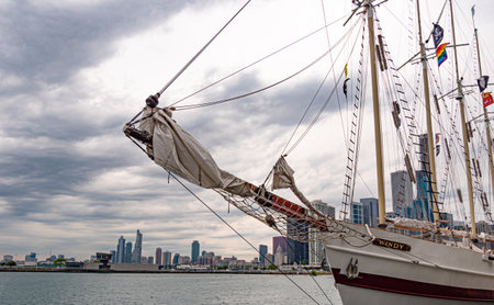 Sailing ship Windy at Chicago Navy Pier - CHICAGO, USA - JUNE 11, 2019のeditorial素材