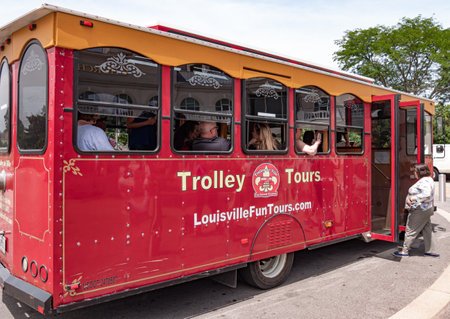 Louisville sightseeing trolley - LOUISVILLE, USA - JUNE 14, 2019のeditorial素材