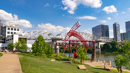 Modern Art at Cumberland Park in Nashville - NASHVILLE, USA - JUNE 15, 2019のeditorial素材