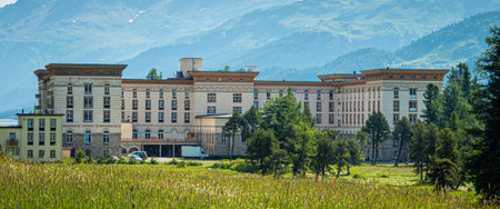 Maloja Palace Hotel in Engadin - SWISS ALPS, SWITZERLAND - JULY 22, 2019のeditorial素材