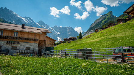Wonderful historic village of Gimmelwald in the Swiss Alps - SWISS ALPS, SWITZERLAND - JULY 22, 2019のeditorial素材