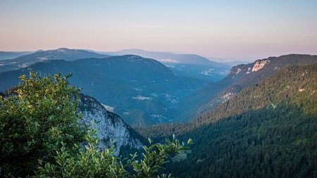 Amazing steep cliffs of the Creux Du Van region in Switzerland - SWISS ALPS, SWITZERLAND - JULY 22, 2019のeditorial素材
