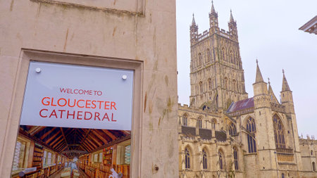Famous Gloucester Cathedral in England - GLOUCESTER, ENGLAND - JANUARY 1, 2019