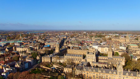 Christ Church University in Oxford from above - aerial view - BRIGHTON, ENGLAND, DECEMBER 29, 2019のeditorial素材