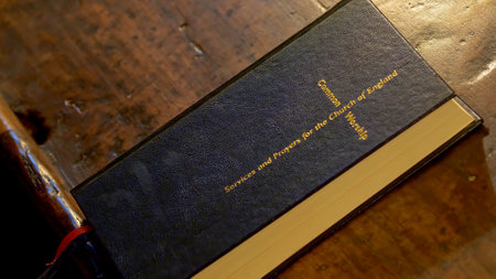 Prayer book in the Christ Church Cathedral in Oxford - OXFORD, ENGLAND - JANUARY 3, 2020のeditorial素材