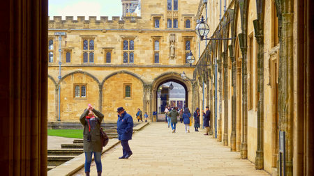 Christ Church Cathedral and Oxford University in Oxford England - OXFORD, ENGLAND - JANUARY 3, 2020のeditorial素材