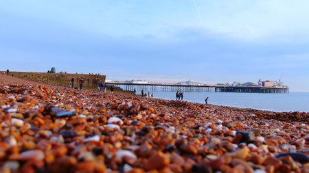 Brighton Pier in England - aerial view - BRIGHTON, ENGLAND, DECEMBER 29, 2019