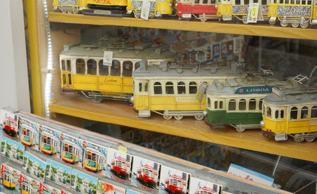 Souvenirs of Lisbon in a shop in the city - LISBON, PORTUGAL - OCTOBER 15, 2019のeditorial素材