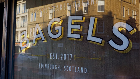 Bagels shop in Edinburgh - EDINBURGH, UNITED KINGDOM - JANUARY 10, 2020のeditorial素材
