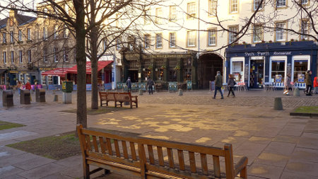 Beautiful Grassmarket in Edinburgh - EDINBURGH, UNITED KINGDOM - JANUARY 10, 2020のeditorial素材