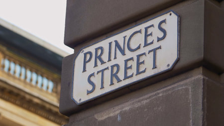 Princes Street in Edinburgh - street sign - EDINBURGH, UNITED KINGDOM - JANUARY 10, 2020のeditorial素材