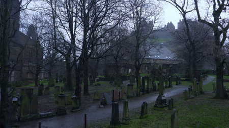 Cemetery at St Cuthbert Church in Edinburgh - EDINBURGH, UNITED KINGDOM - JANUARY 10, 2020